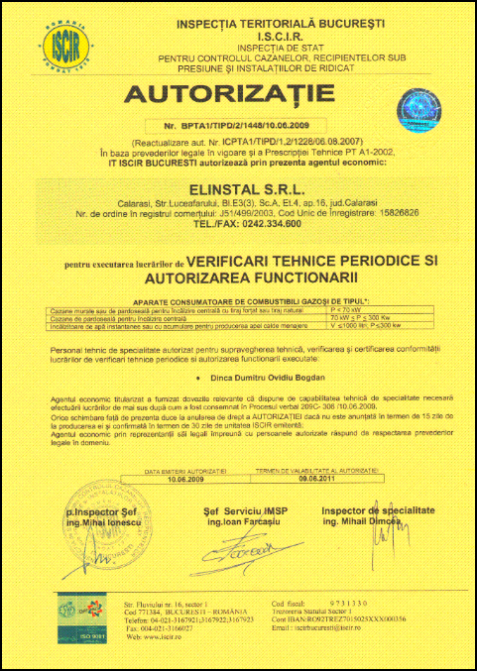 Autorizație ISCIR — verificări tehnice periodice și autorizarea funcționării