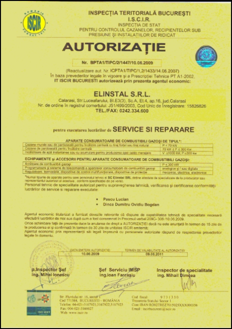 Autorizație ISCIR — service și reparare