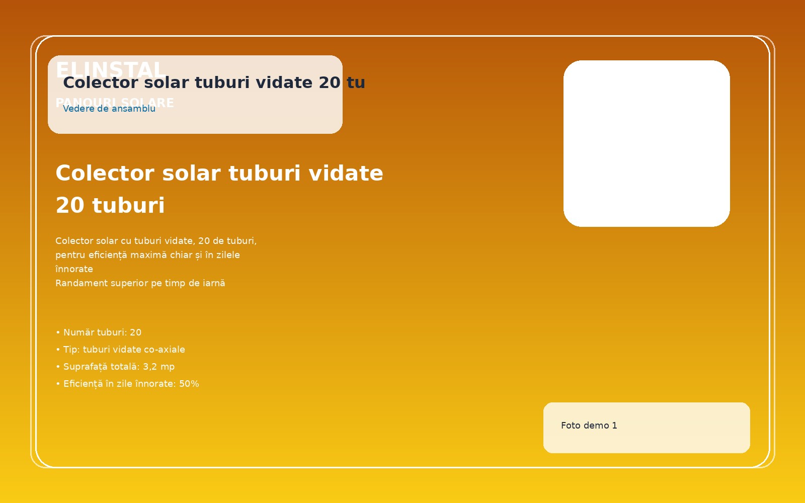 Colector solar tuburi vidate 20 tuburi