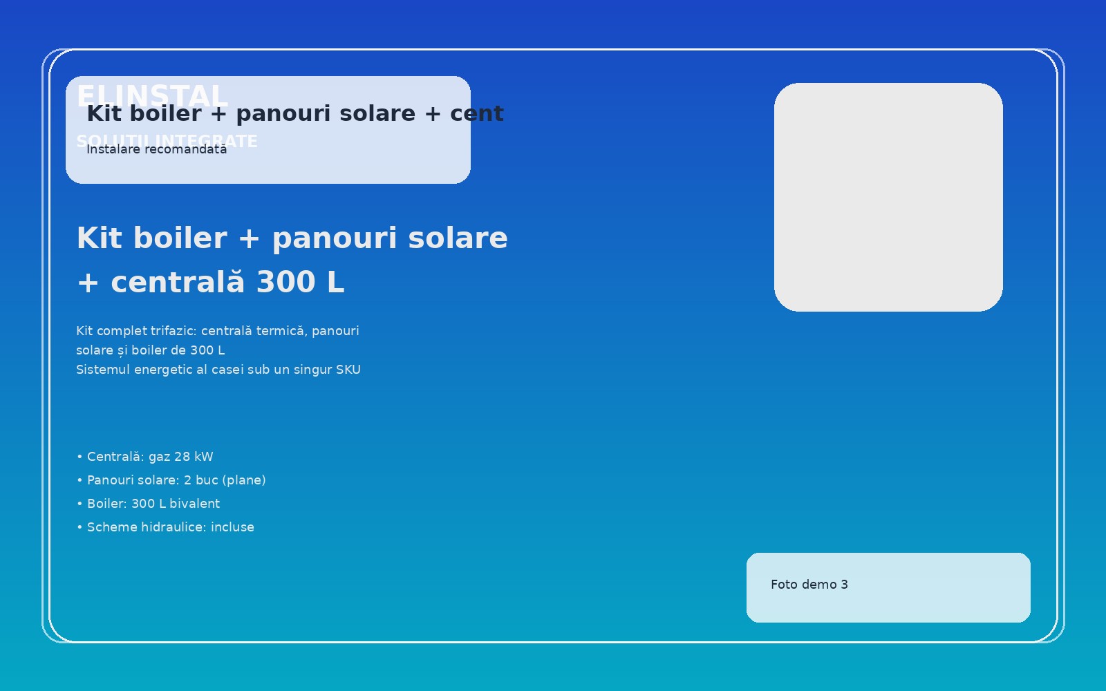 Kit boiler + panouri solare + centrală 300 L foto 3