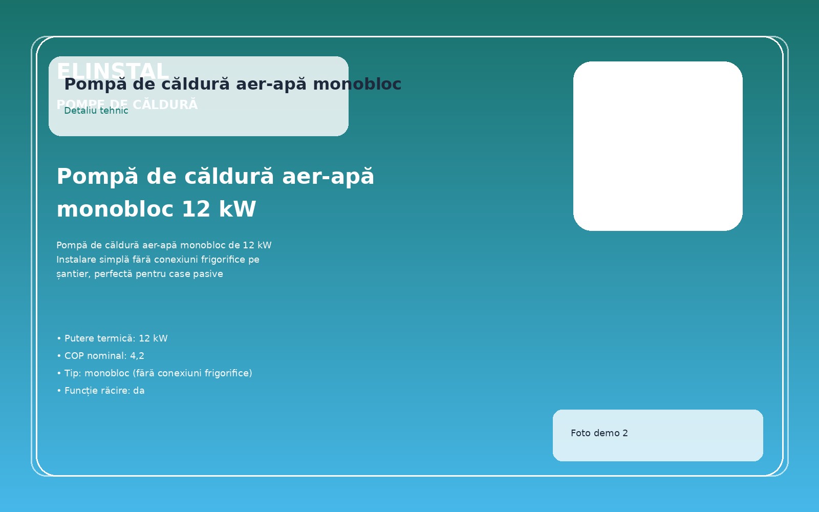 Pompă de căldură aer-apă monobloc 12 kW foto 2