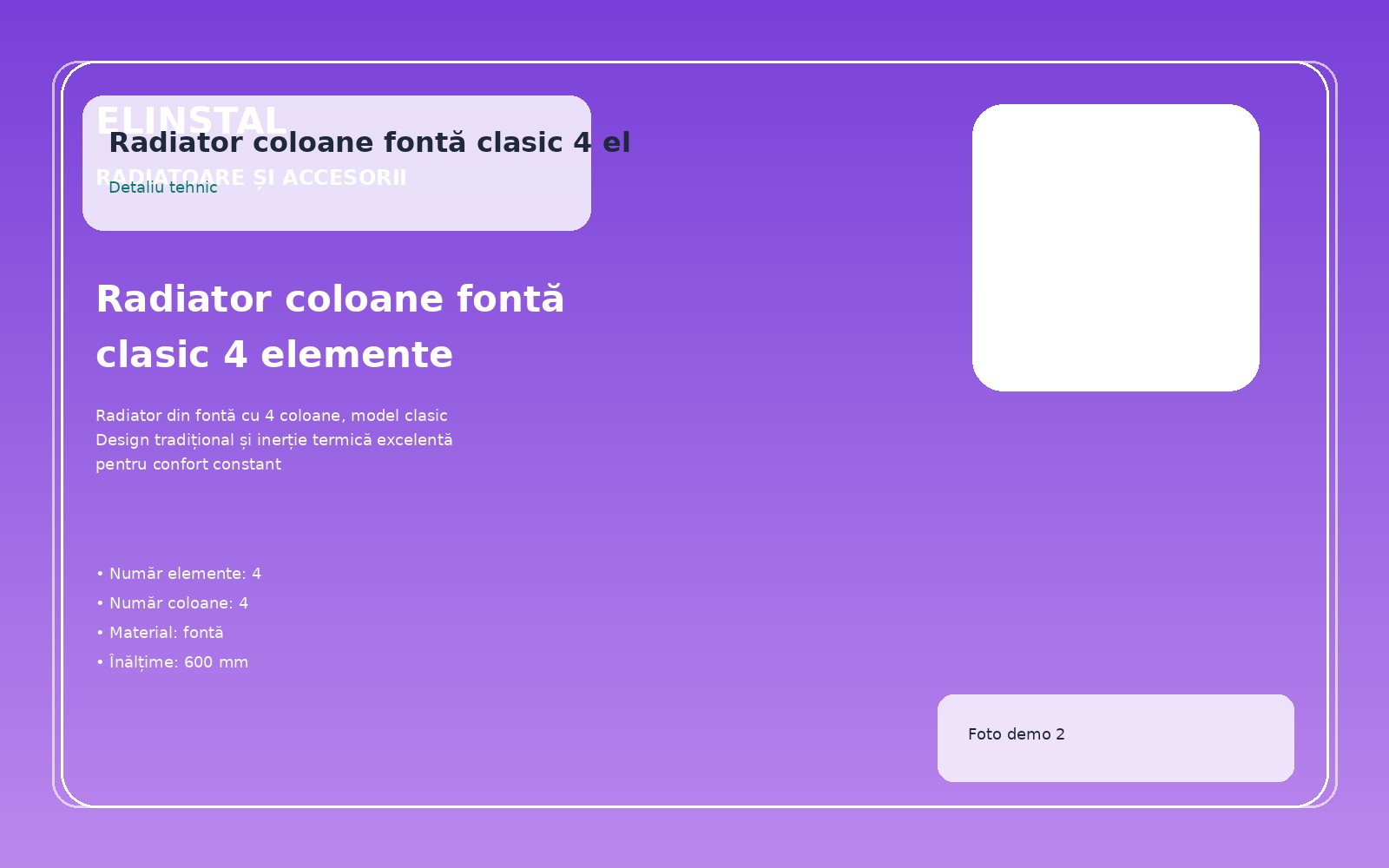 Radiator coloane fontă clasic 4 elemente foto 2