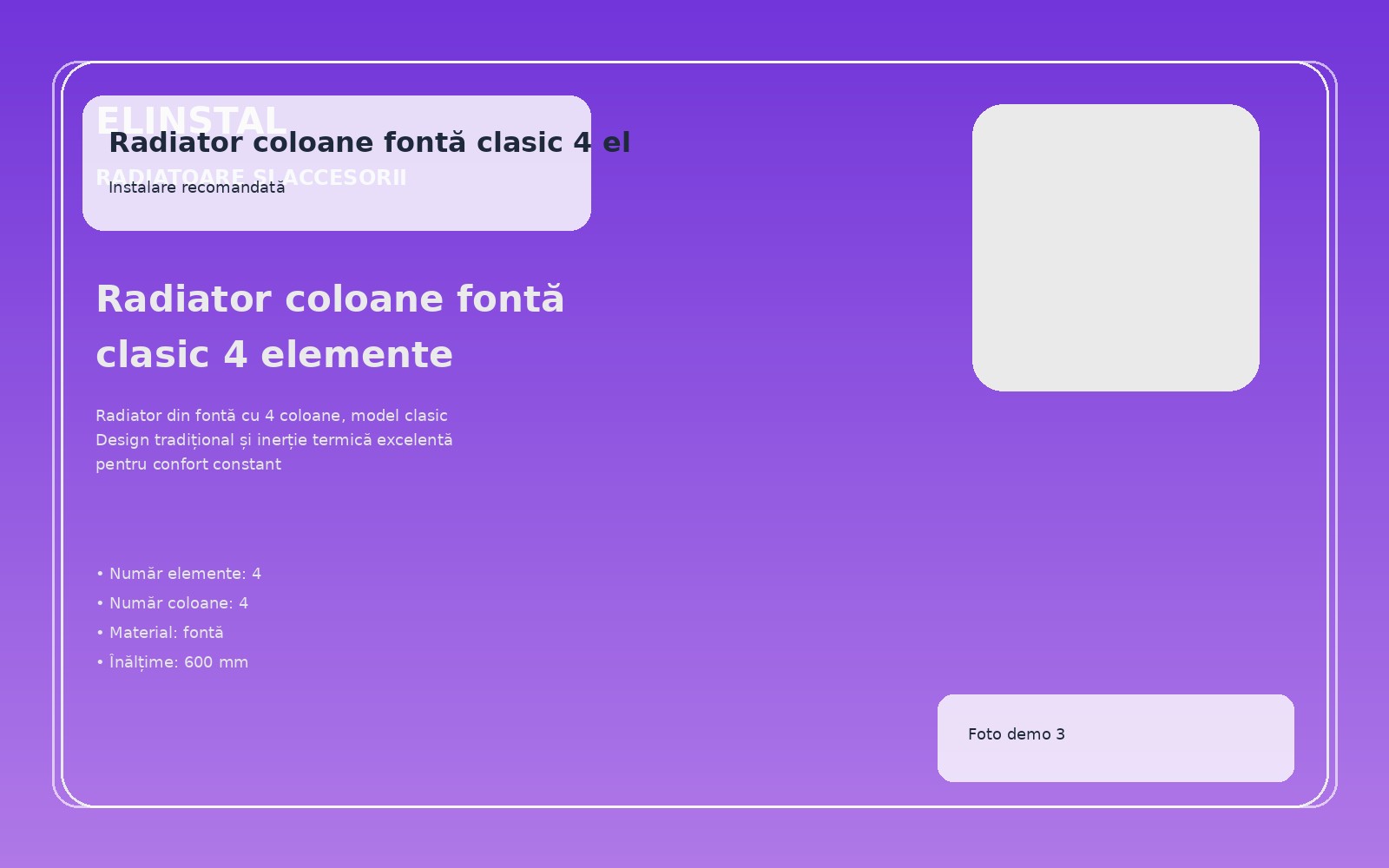 Radiator coloane fontă clasic 4 elemente foto 3