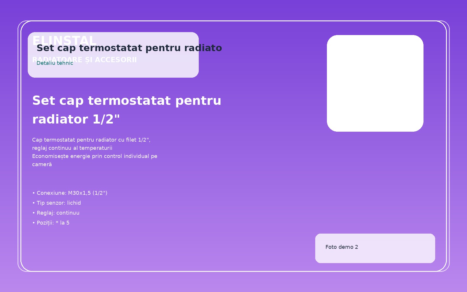 Set cap termostatat pentru radiator 1/2" foto 2