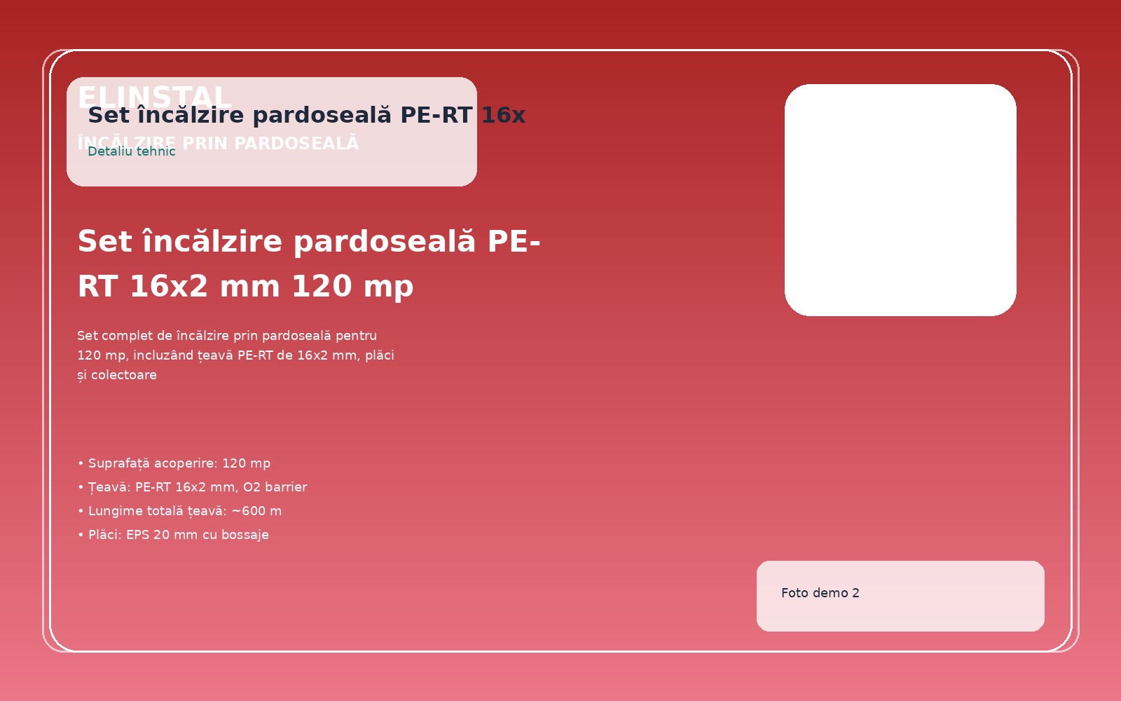 Set încălzire pardoseală PE-RT 16x2 mm 120 mp foto 2