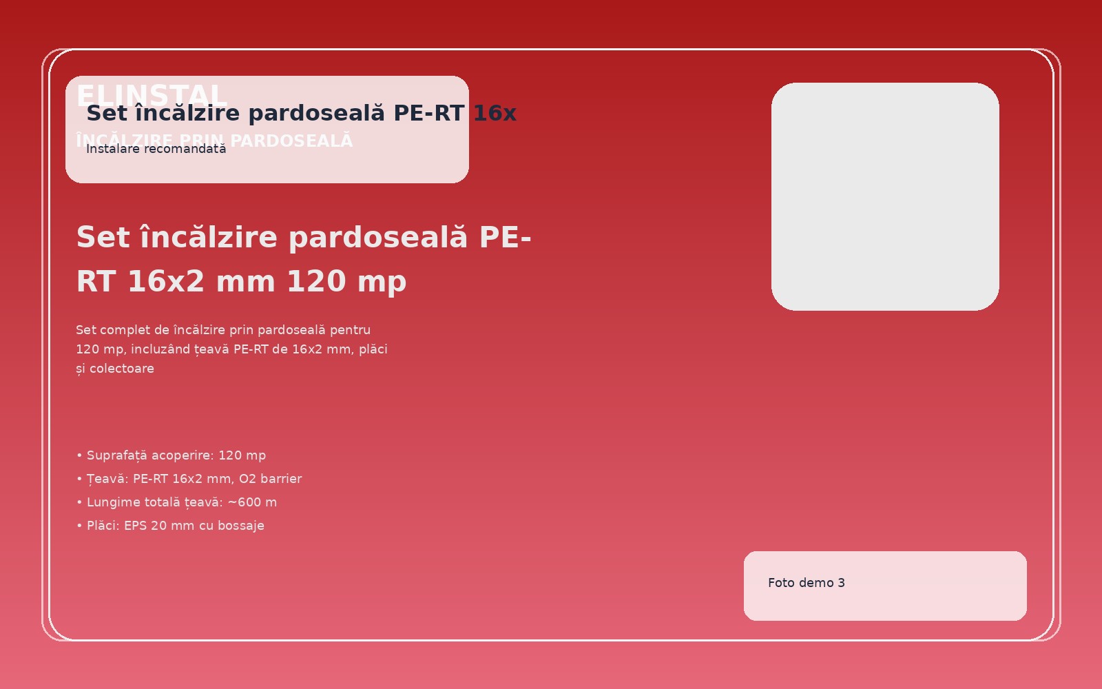 Set încălzire pardoseală PE-RT 16x2 mm 120 mp foto 3