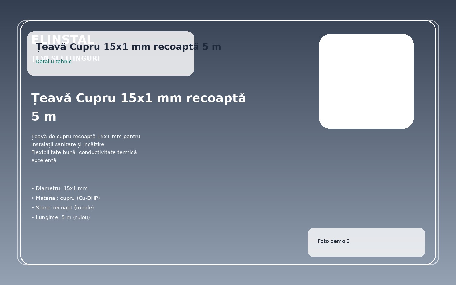 Țeavă Cupru 15x1 mm recoaptă 5 m foto 2
