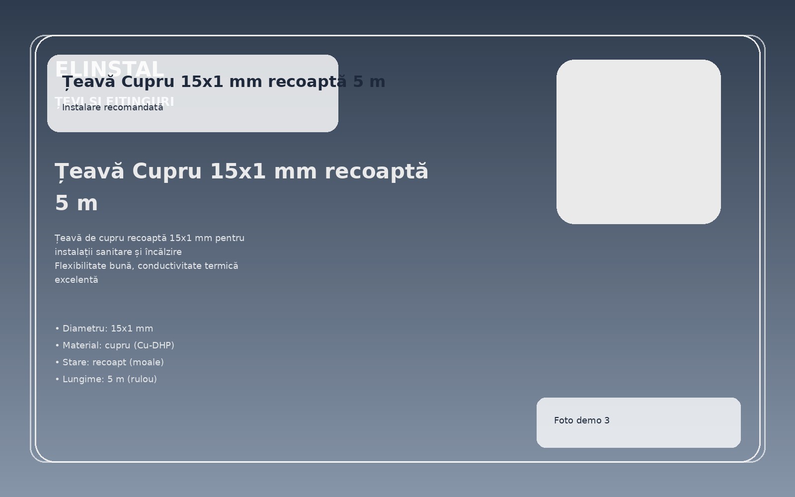 Țeavă Cupru 15x1 mm recoaptă 5 m foto 3