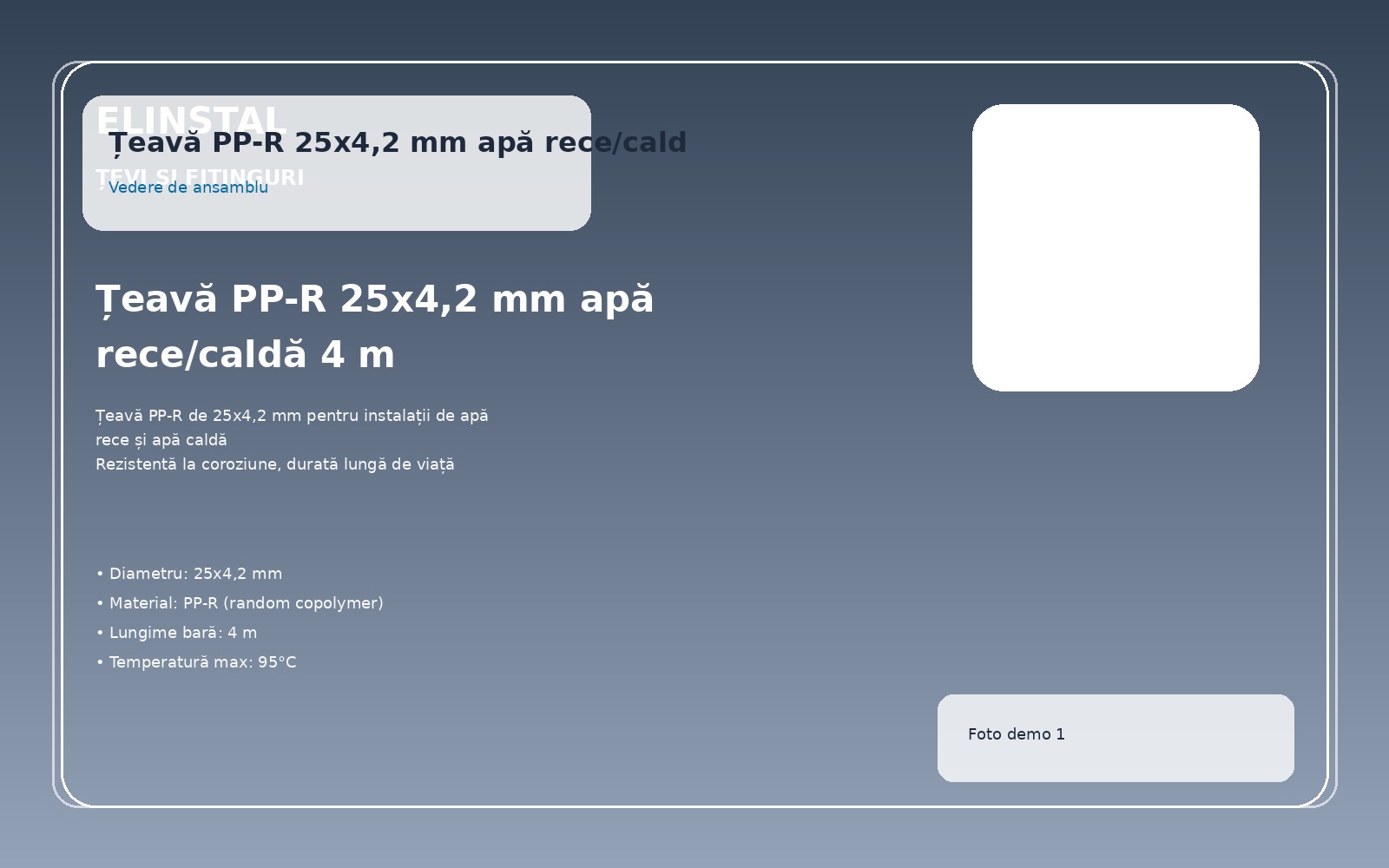 Țeavă PP-R 25x4,2 mm apă rece/caldă 4 m